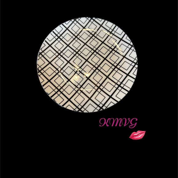Dover & York Black and White Geometric Pattern Ceramic Salad Plate 7.75” New - Picture 1 of 5